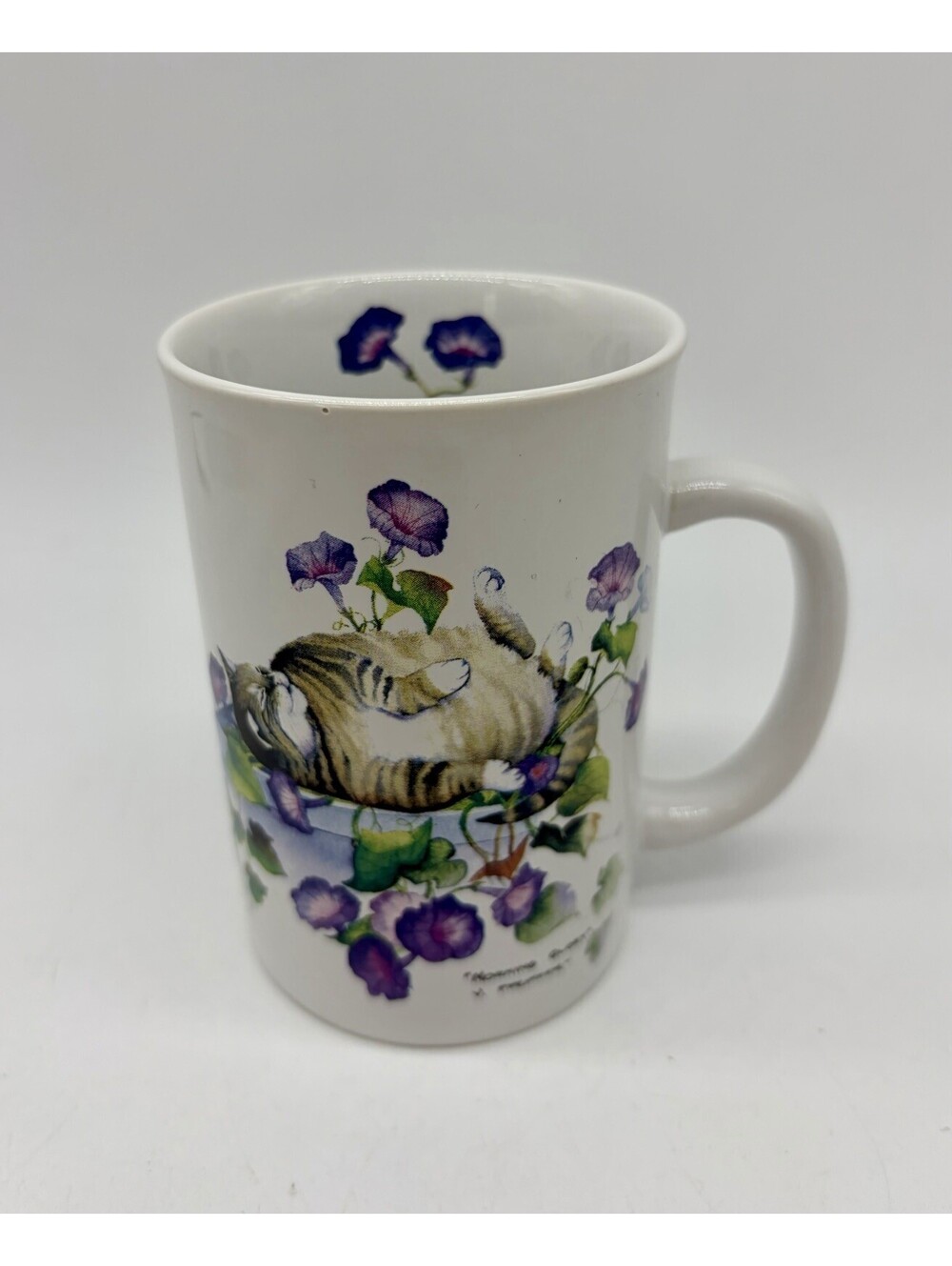 Vintage Cat Floral Mug Gift Valerie Pfeiffer Morning Glory Capilano Cottage Core